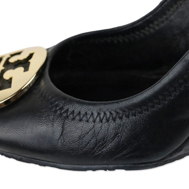 Tory Burch Sally Black Leather Wedge Pump