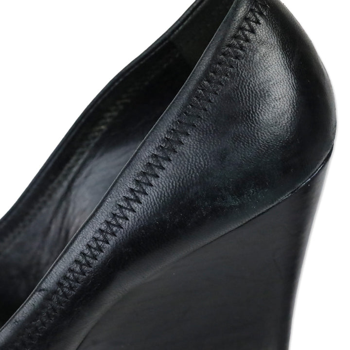 Tory Burch Sally Black Leather Wedge Pump