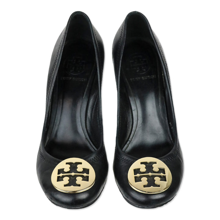 Tory Burch Sally Black Leather Wedge Pump
