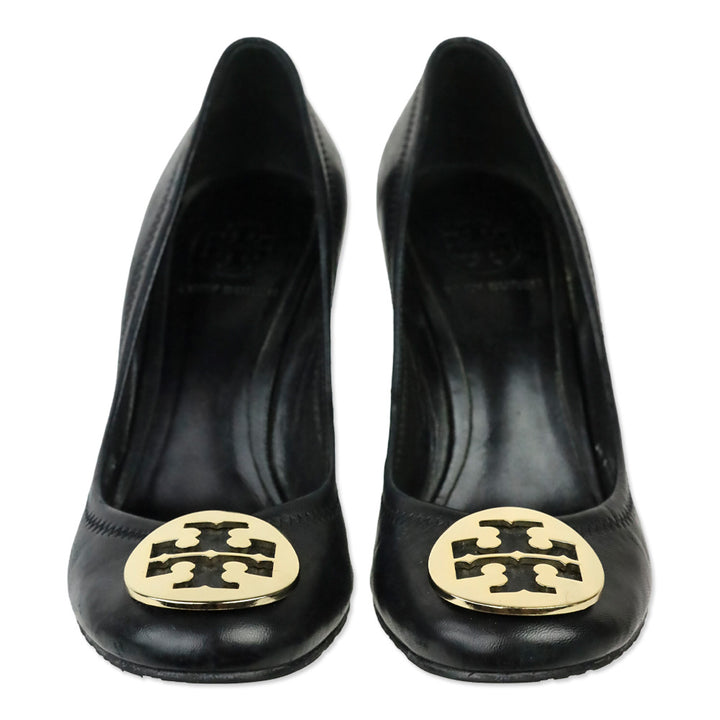 Tory Burch Sally Black Leather Wedge Pump