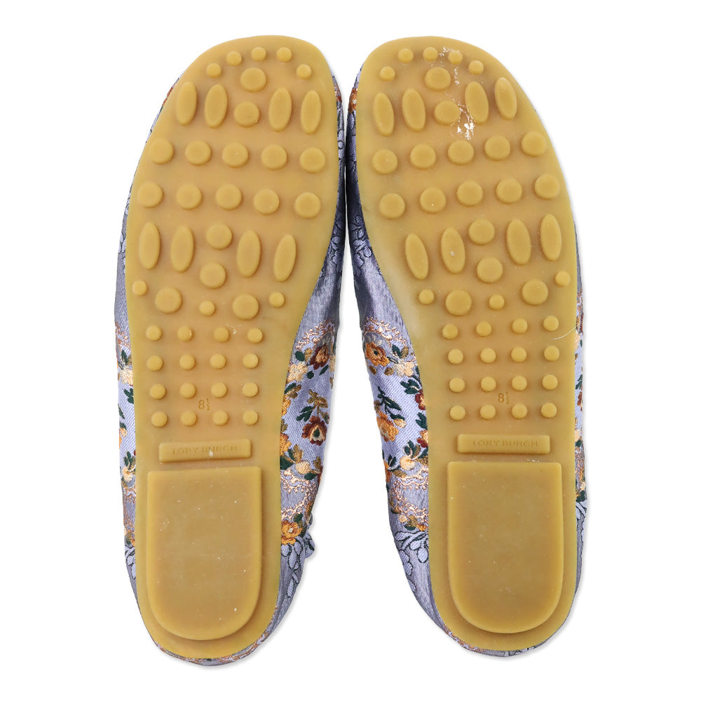 Tory Burch Sea Frost Flower Brocade Soft Smoking Slipper