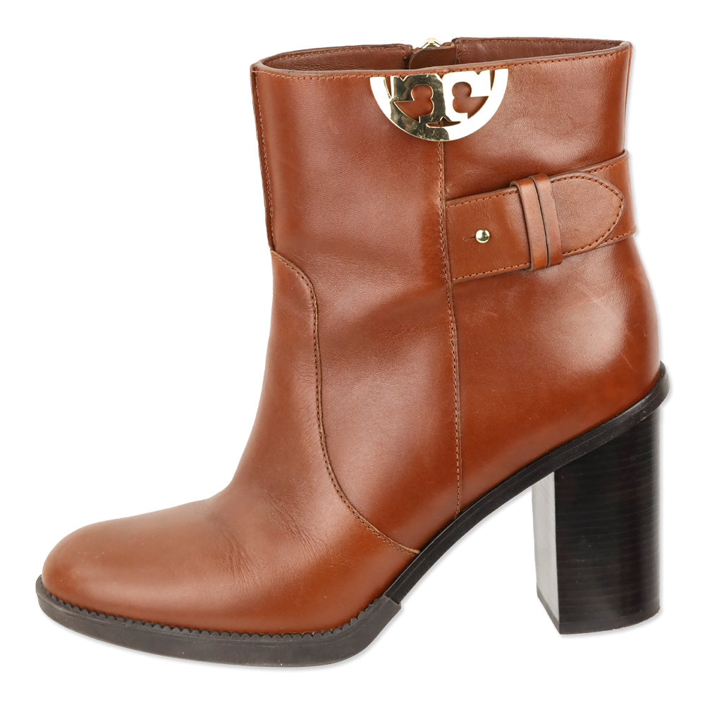 Tory Burch Sidney 85mm Brown Leather Ankle Bootie