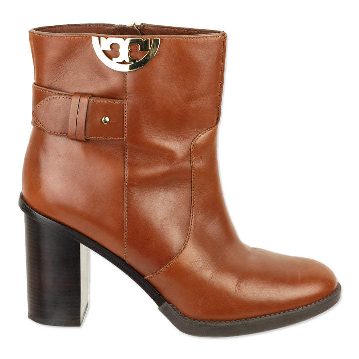 Tory Burch Sidney 85mm Brown Leather Ankle Bootie