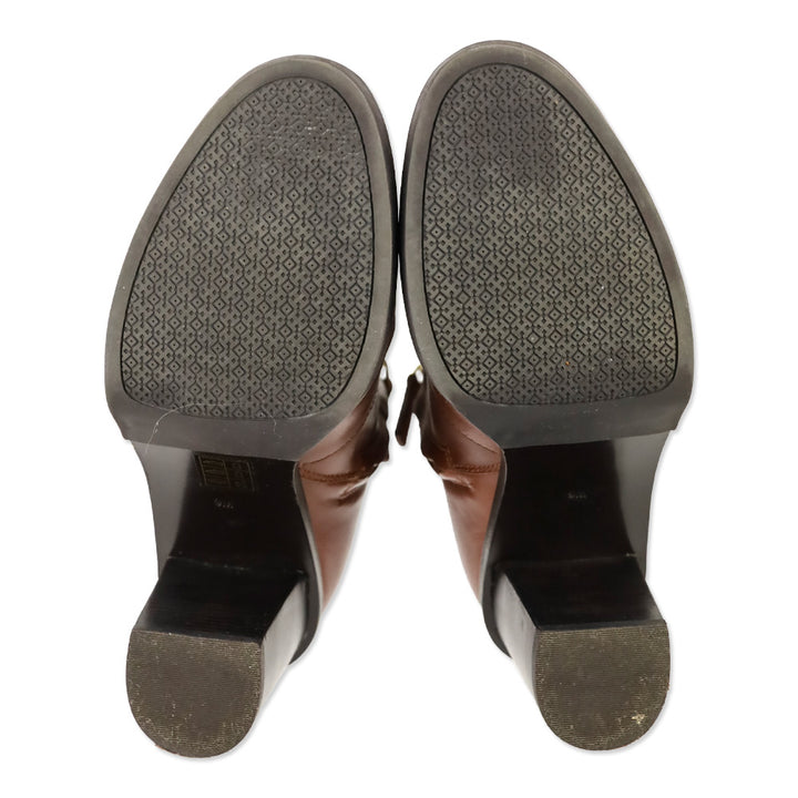 Tory Burch Sidney 85mm Brown Leather Ankle Bootie