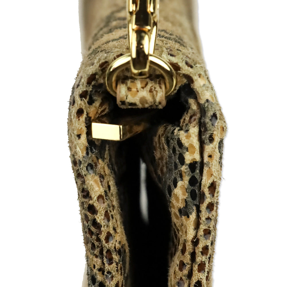 Tory Burch Snakeskin Print Leather Bombe Reva Clutch