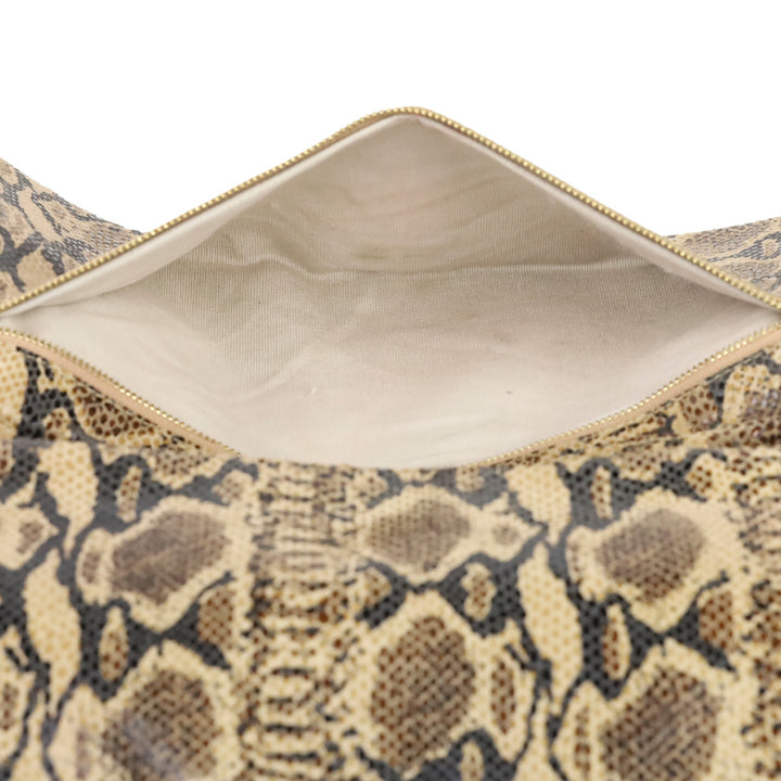 Tory Burch Snakeskin Print Leather Bombe Reva Clutch