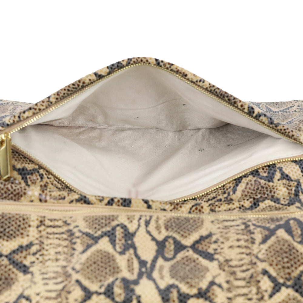 Tory Burch Snakeskin Print Leather Bombe Reva Clutch