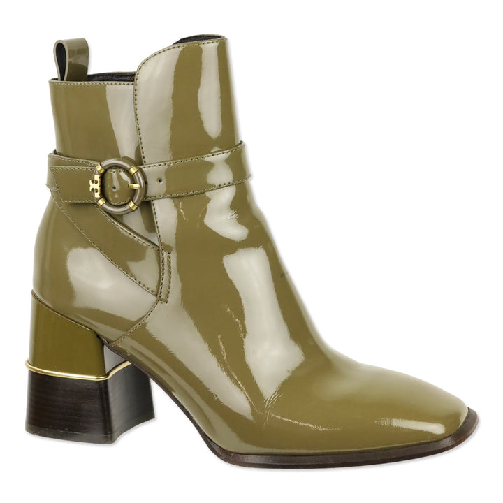 Tory Burch Toasted Sesame Patent Leather Multi Logo Buckle 75mm Boots