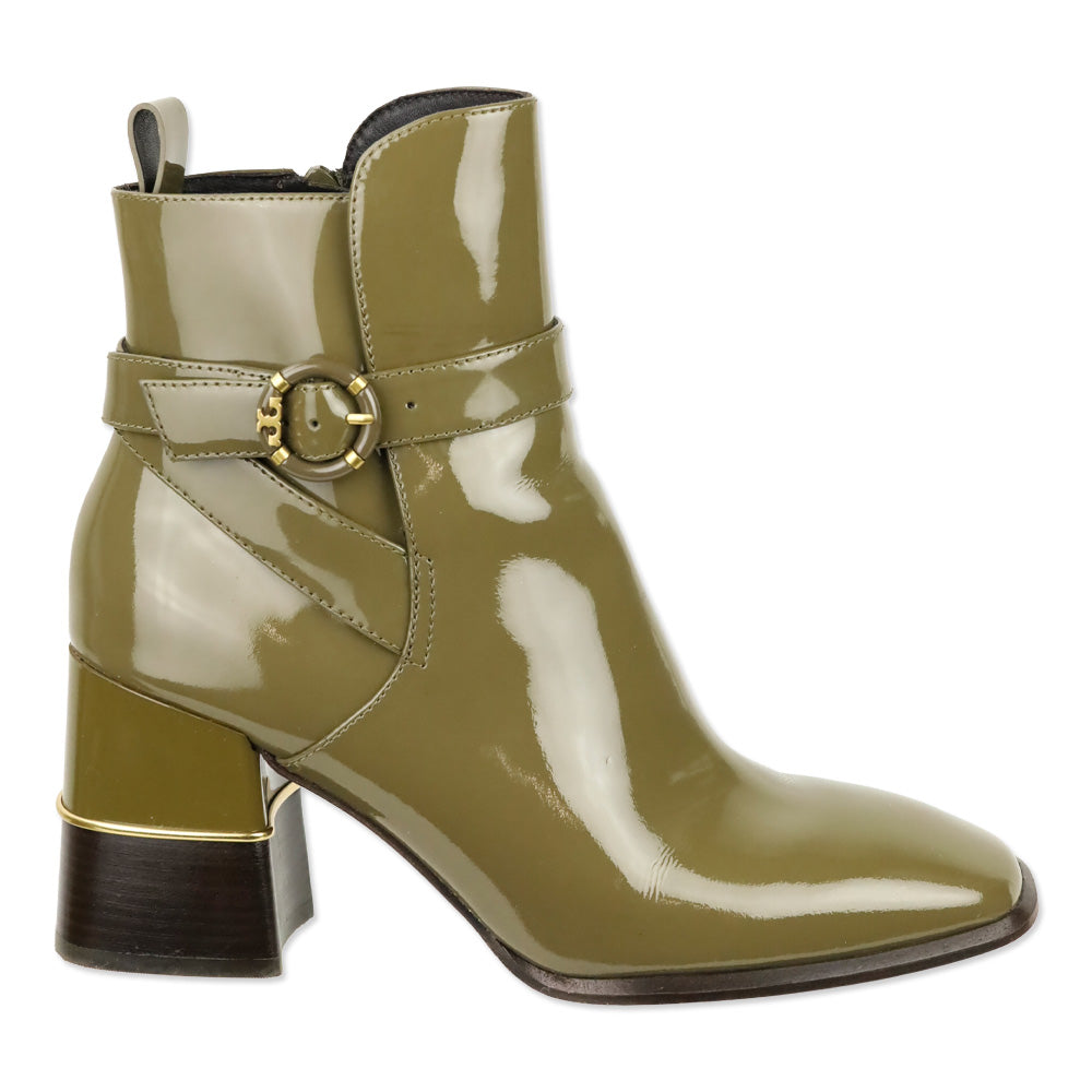 Tory Burch Toasted Sesame Patent Leather Multi Logo Buckle 75mm Boots