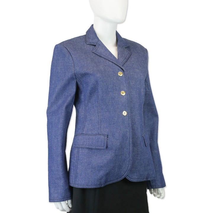 Tory Burch Unwashed Rinse Raw Denim Blazer