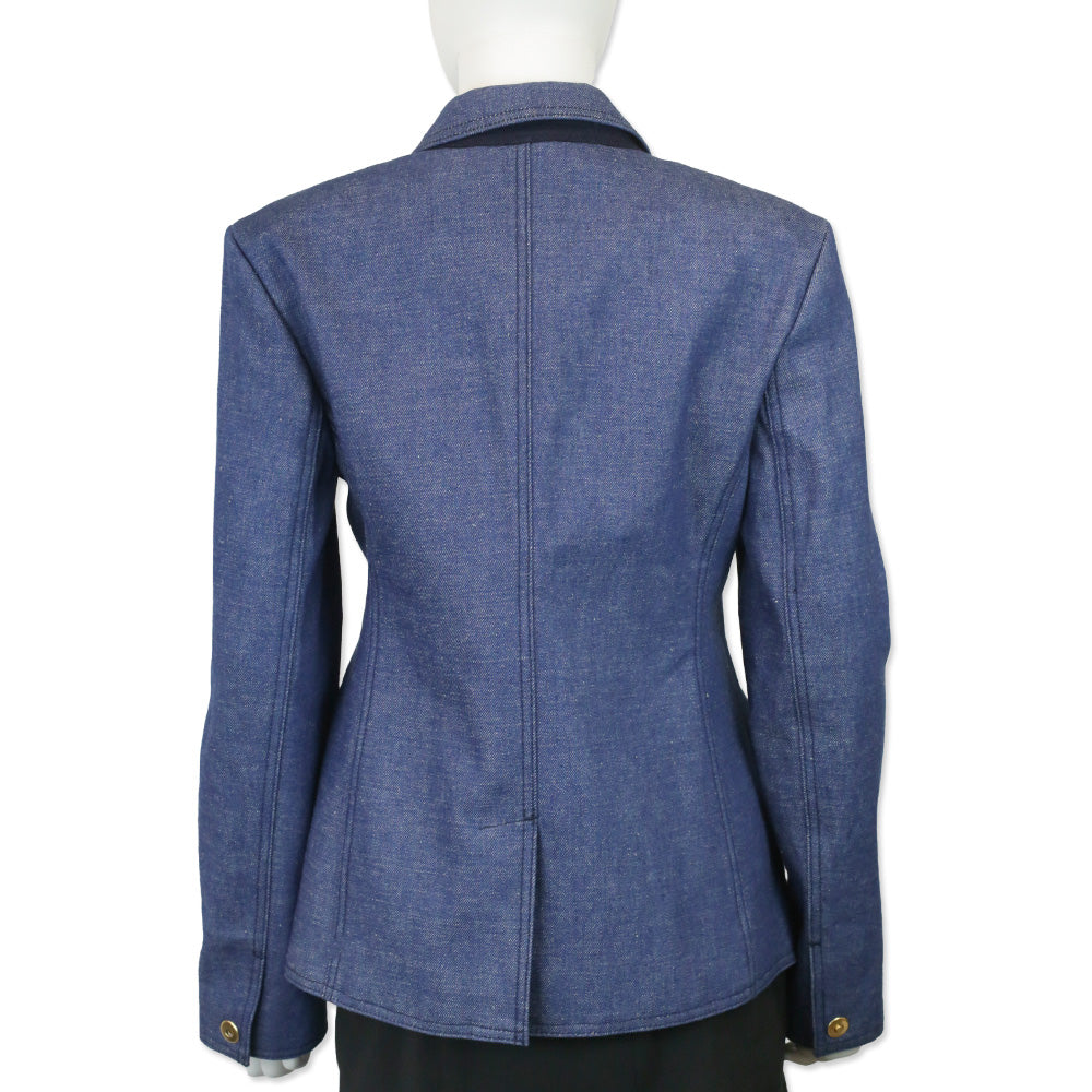 Tory Burch Unwashed Rinse Raw Denim Blazer