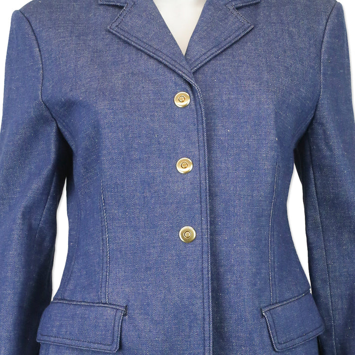 Tory Burch Unwashed Rinse Raw Denim Blazer