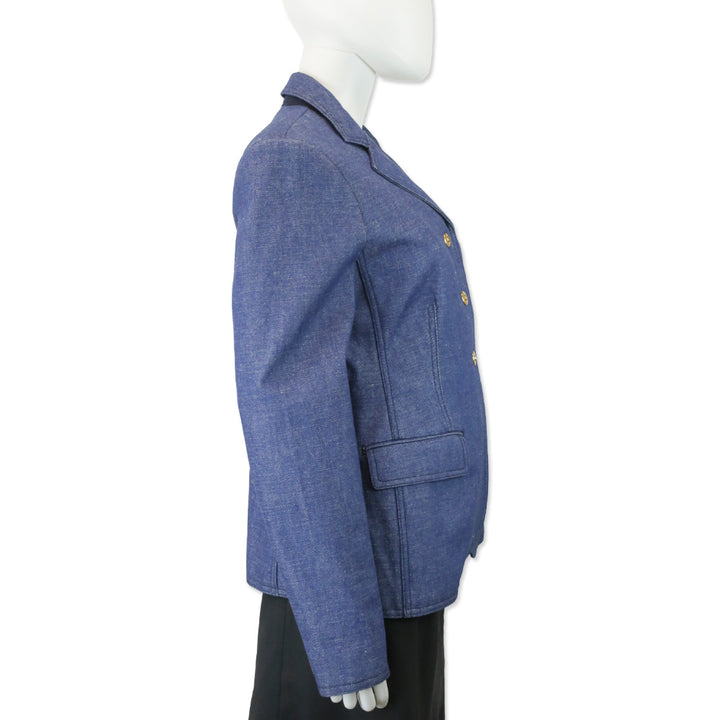 Tory Burch Unwashed Rinse Raw Denim Blazer