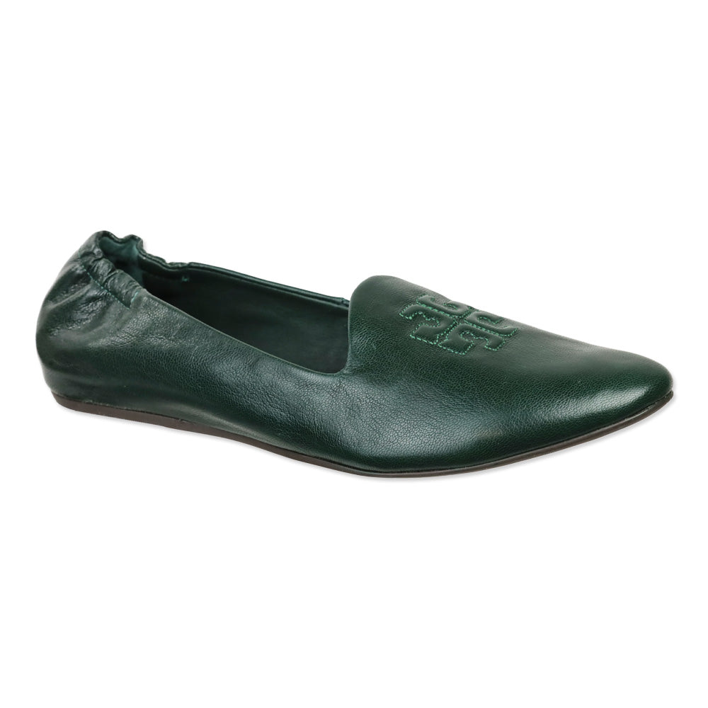Tory Burch Vintage Fern Leather Smoking Slippers