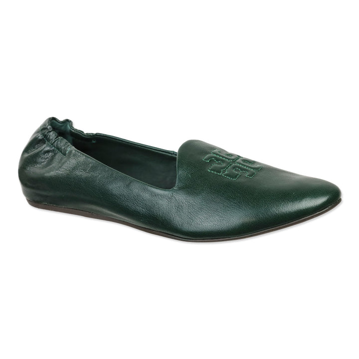 Tory Burch Vintage Fern Leather Smoking Slippers