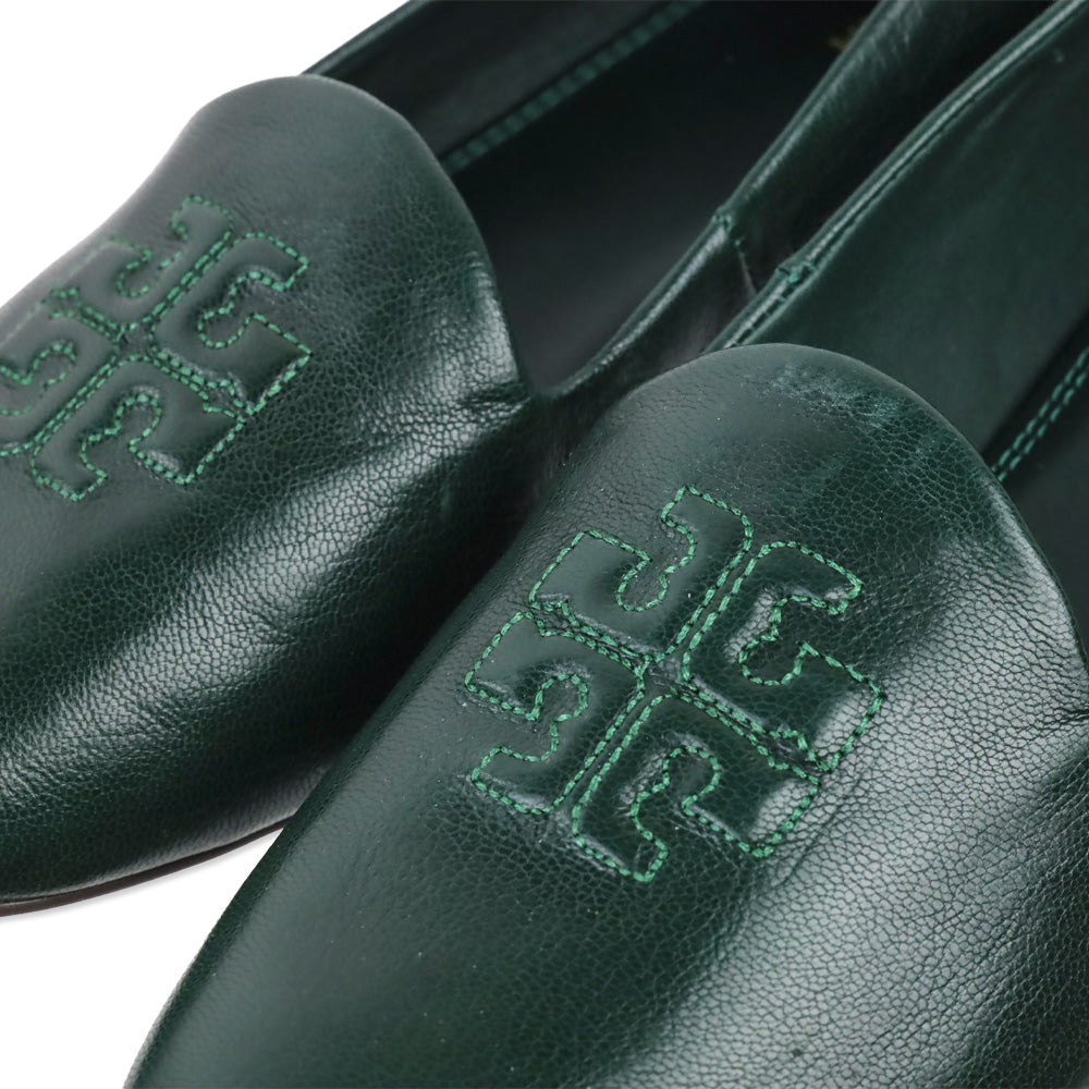 Tory Burch Vintage Fern Leather Smoking Slippers