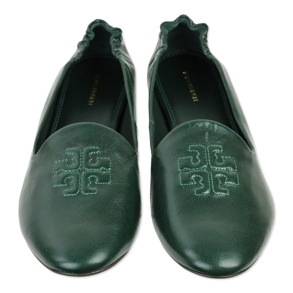 Tory Burch Vintage Fern Leather Smoking Slippers