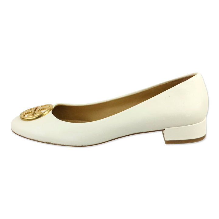 Tory Burch White Chelsea Heeled Ballet Flats