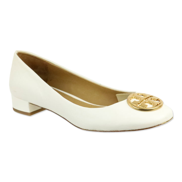 Tory Burch White Chelsea Heeled Ballet Flats
