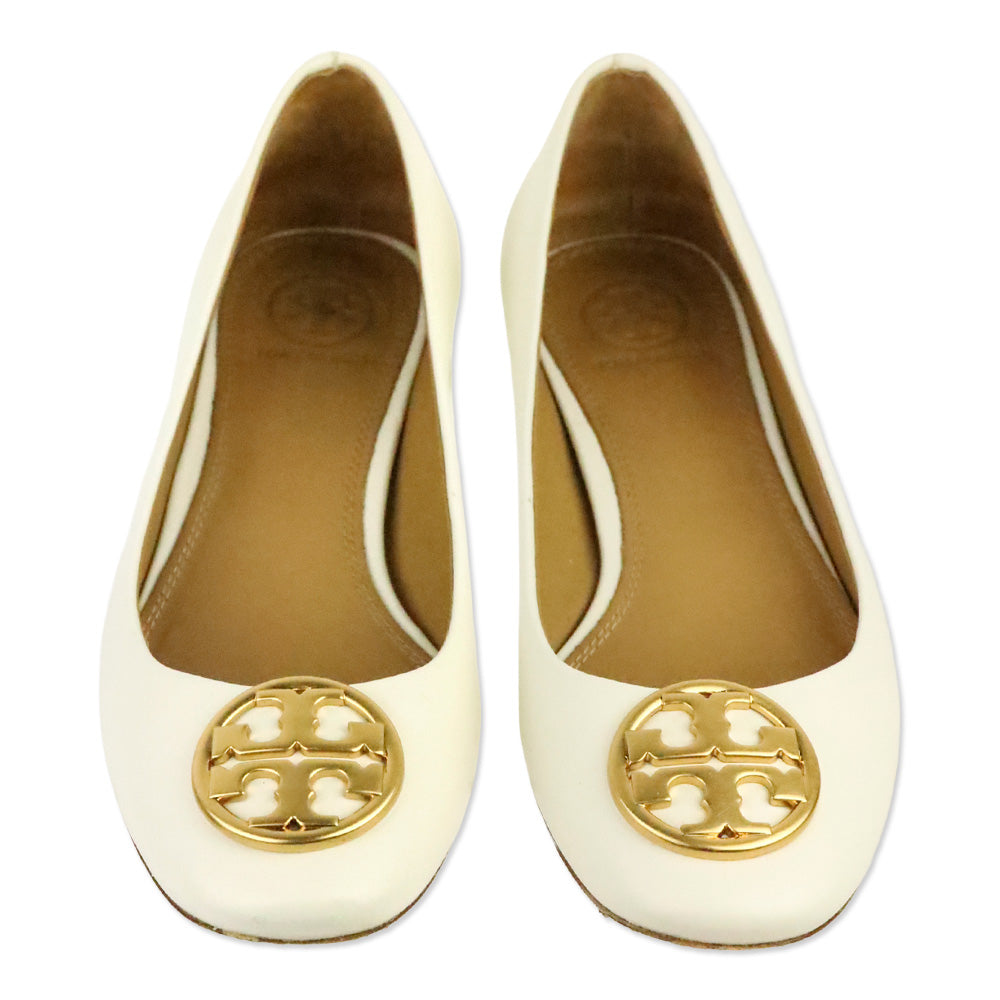 Tory Burch White Chelsea Heeled Ballet Flats