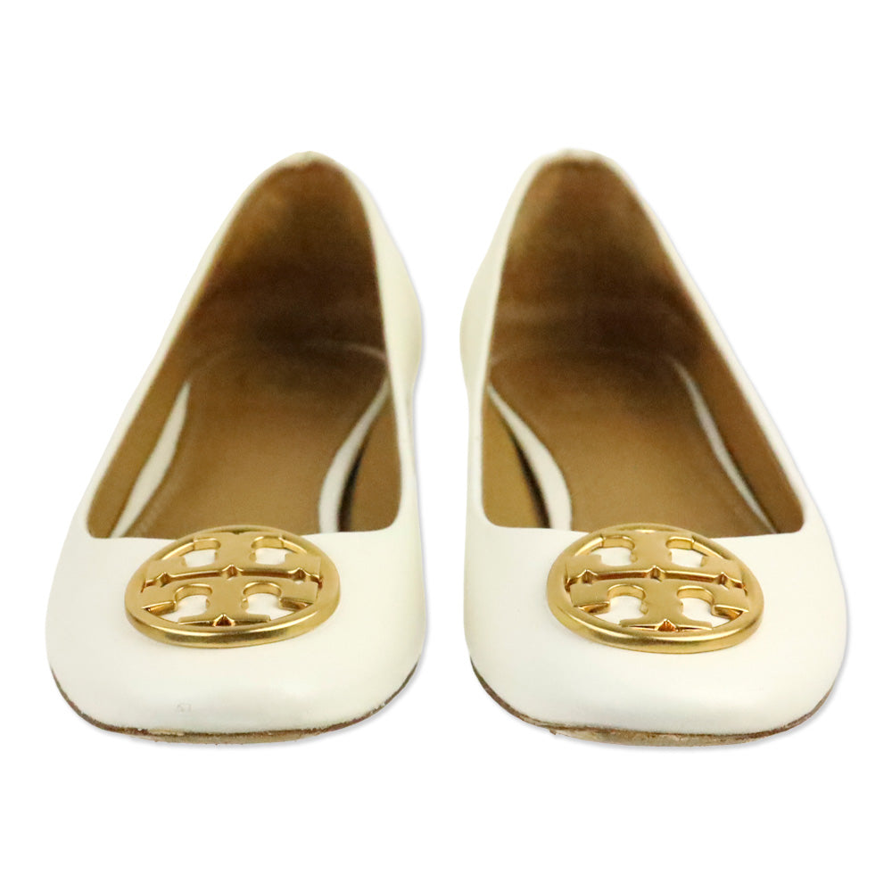 Tory Burch White Chelsea Heeled Ballet Flats