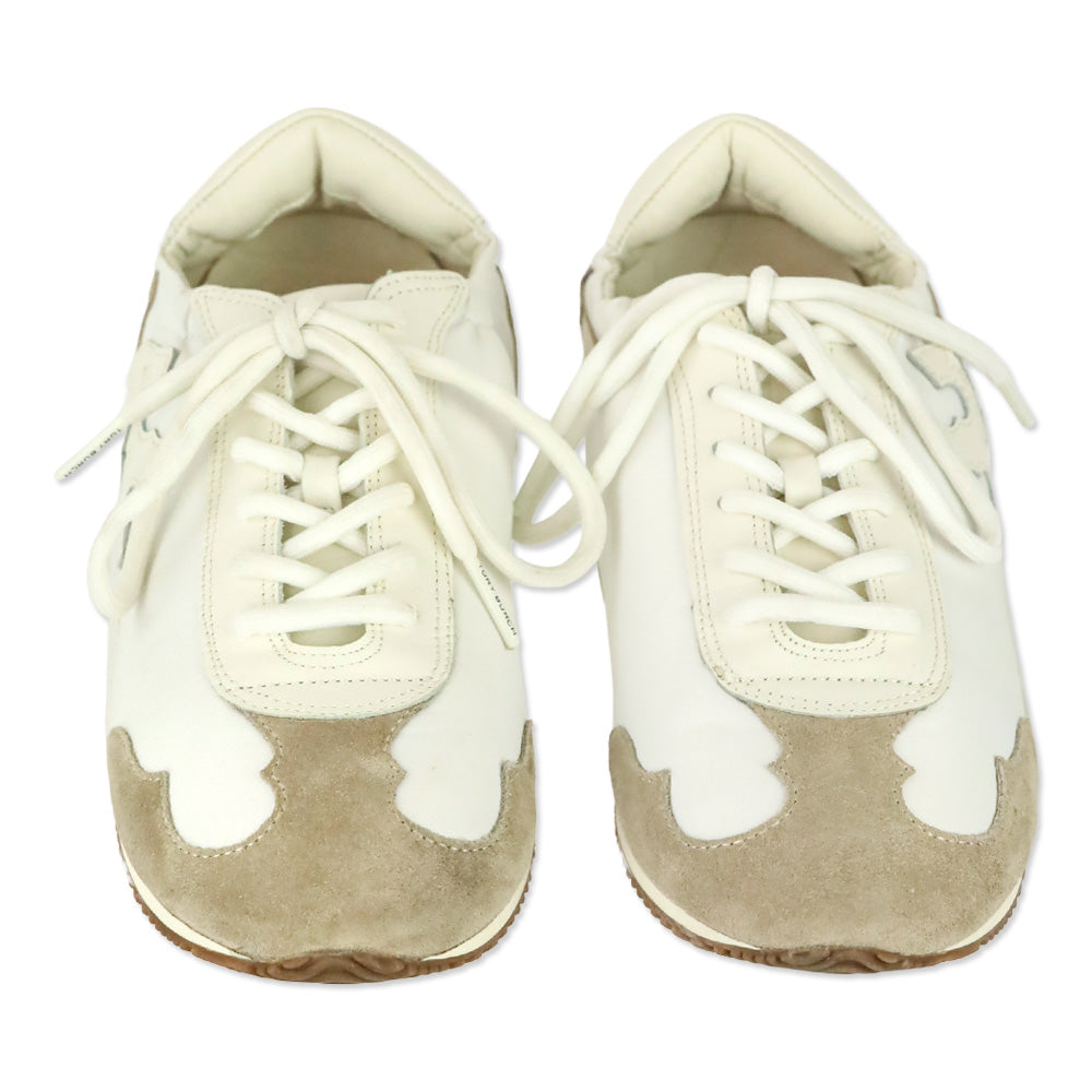 Tory Burch White and Ivory Cerbiatto Retro Runner Sneakers