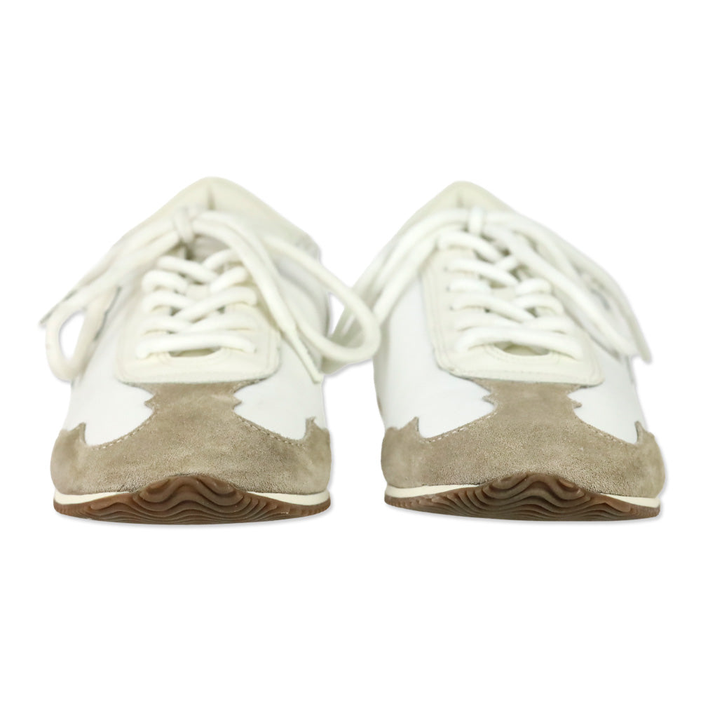 Tory Burch White and Ivory Cerbiatto Retro Runner Sneakers