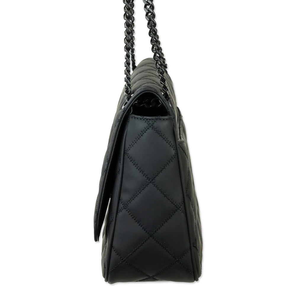 Tory Burch Willa Matte Black Quilted Medium Shoulder Bag