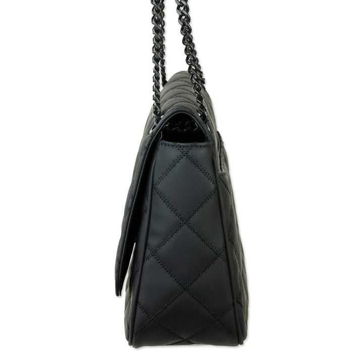 Tory Burch Willa Matte Black Quilted Medium Shoulder Bag