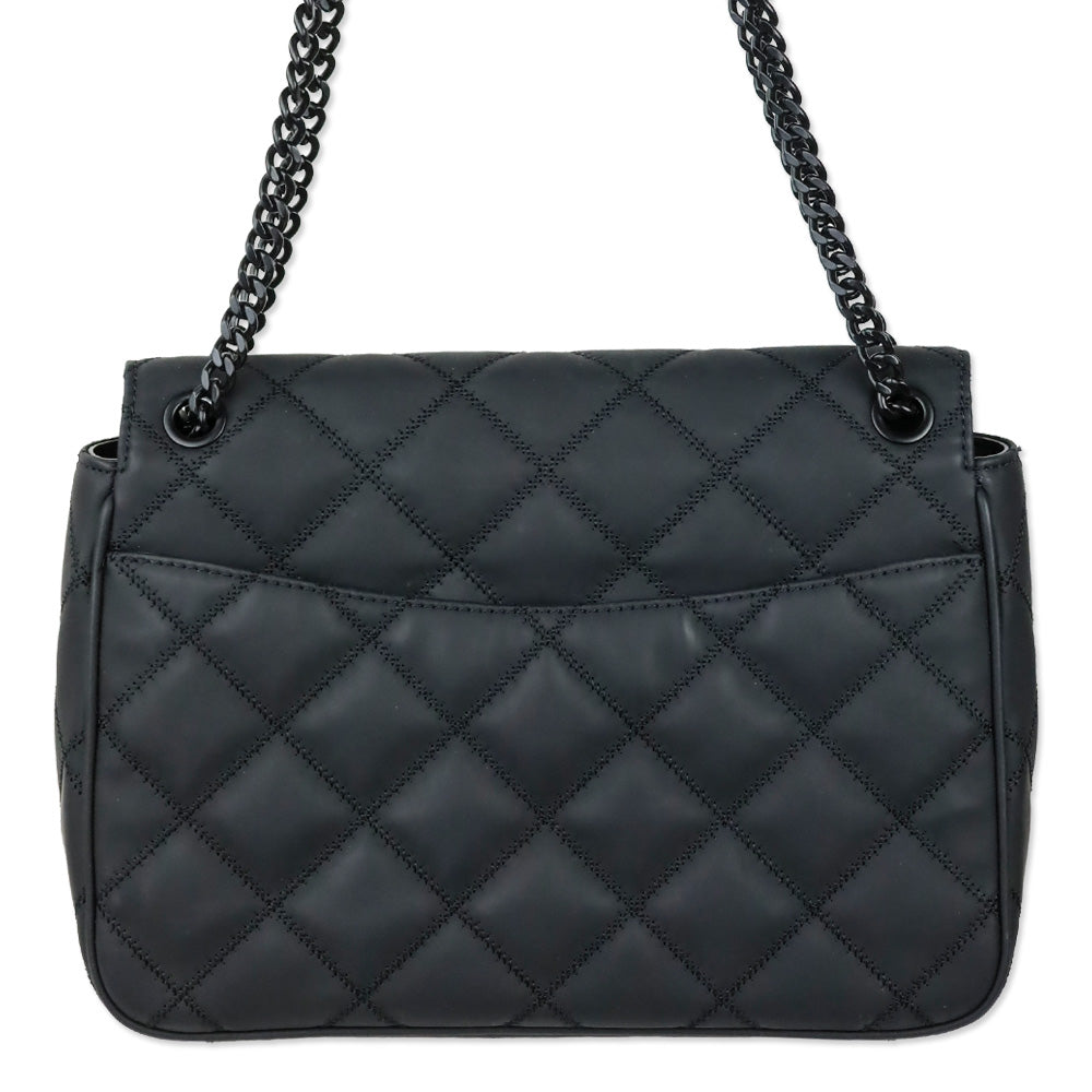 Tory Burch Willa Matte Black Quilted Medium Shoulder Bag