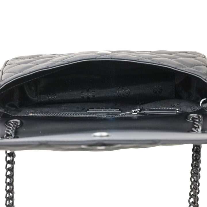 Tory Burch Willa Matte Black Quilted Medium Shoulder Bag