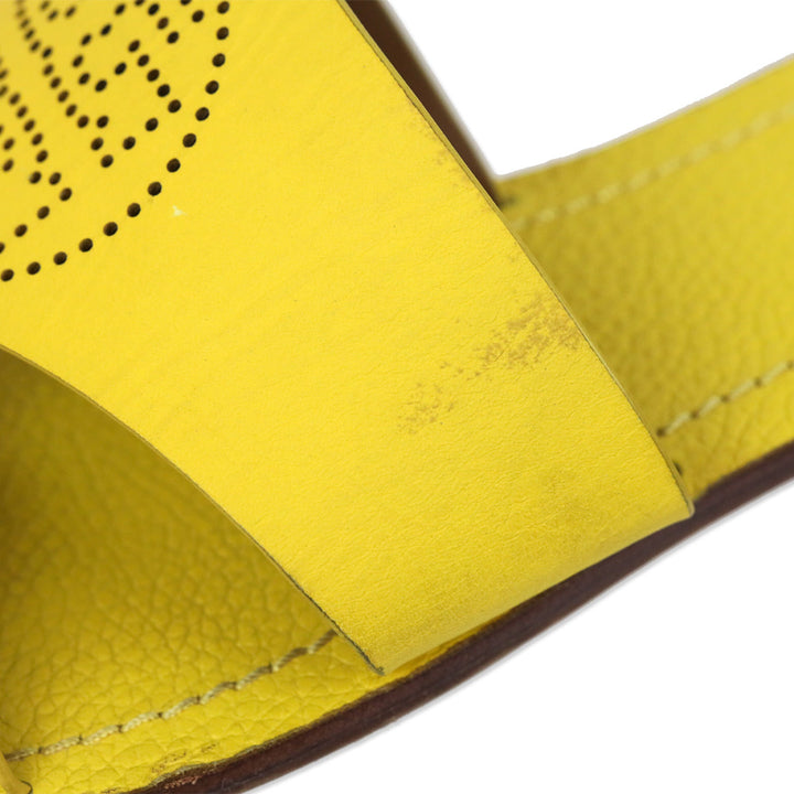 Tory Burch Yellow Leather Perforated Logo Slides