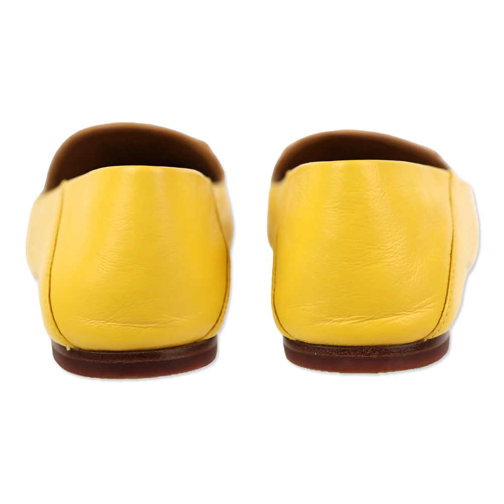 Tory Burch Yellow Leather & Cream Croc Leather Bow Charm Loafer