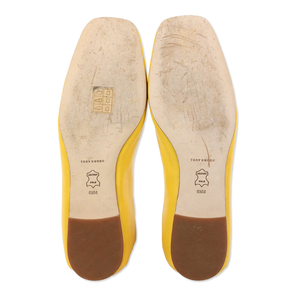Tory Burch Yellow Leather & Cream Croc Leather Bow Charm Loafer