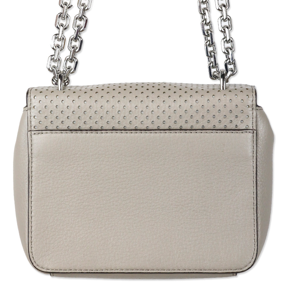 Tory Burch Zoey Mini Laser Cut French Gray Leather Crossbody Bag