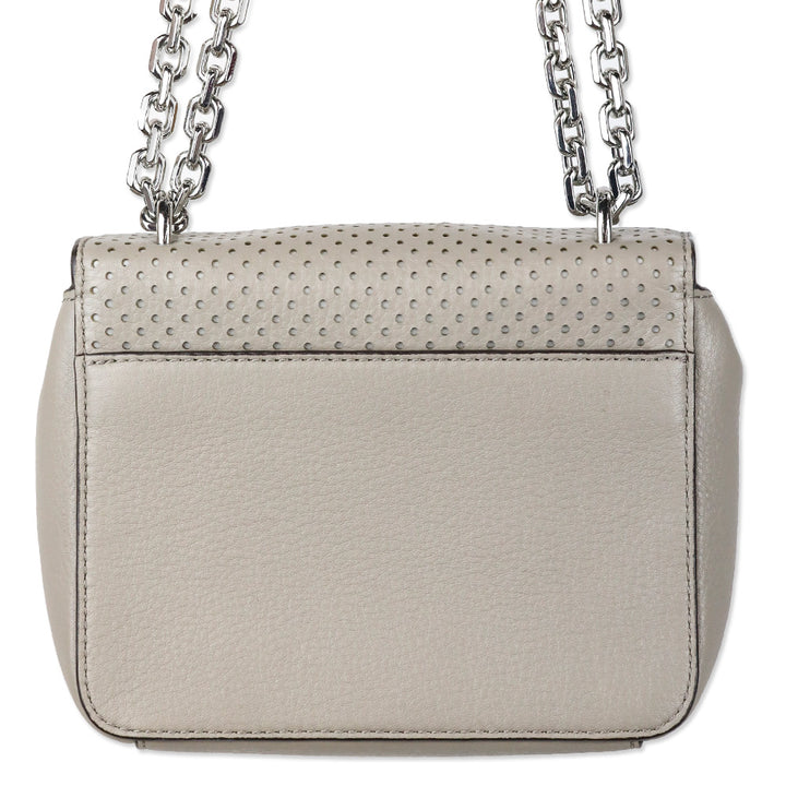 Tory Burch Zoey Mini Laser Cut French Gray Leather Crossbody Bag