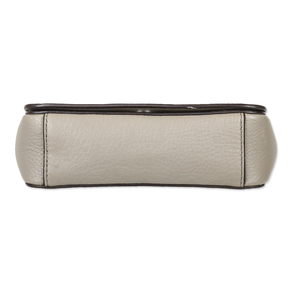Tory Burch Zoey Mini Laser Cut French Gray Leather Crossbody Bag