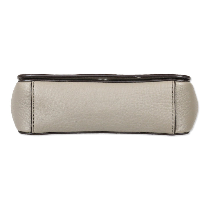 Tory Burch Zoey Mini Laser Cut French Gray Leather Crossbody Bag