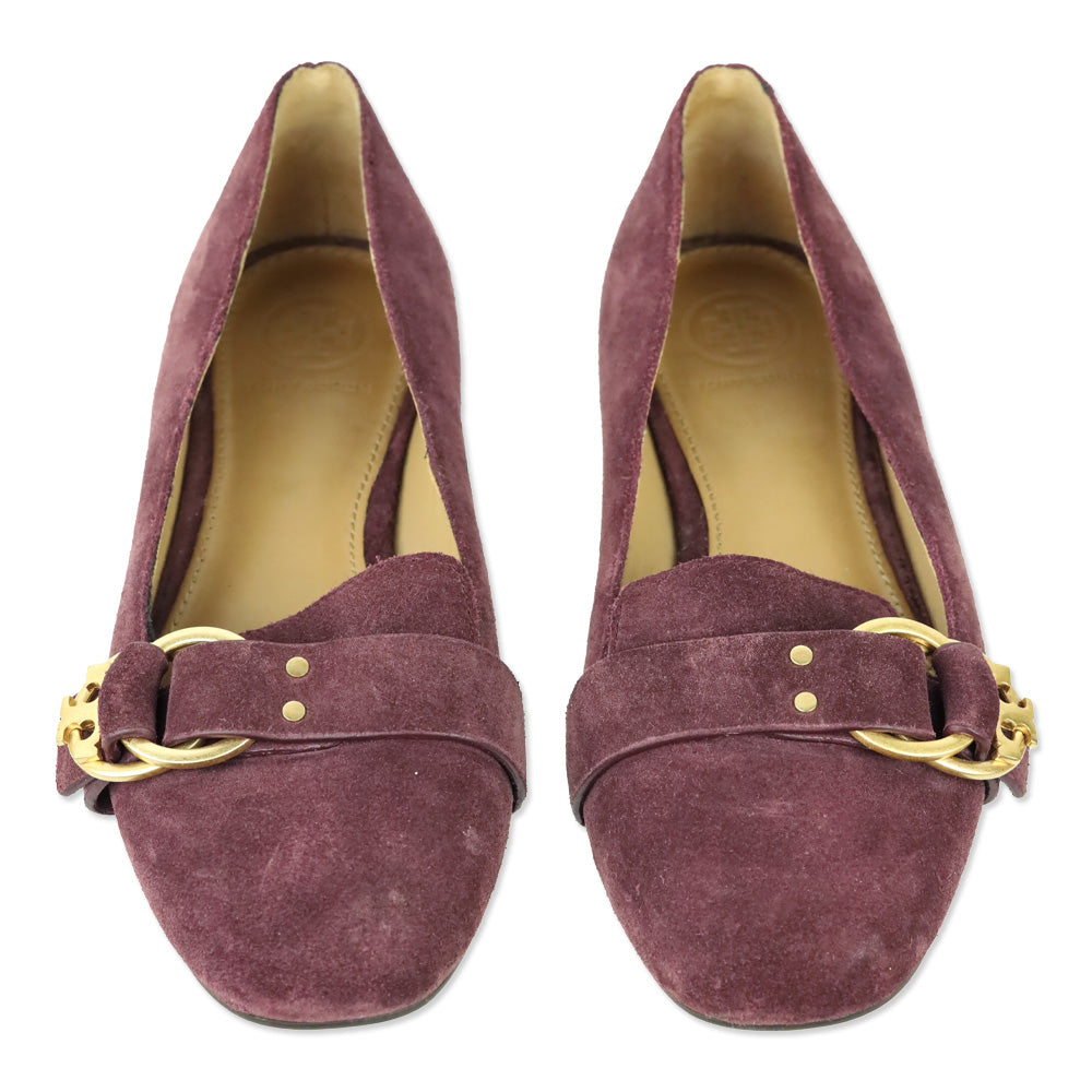 Tory Butch Purple Suede Buckle Loafer