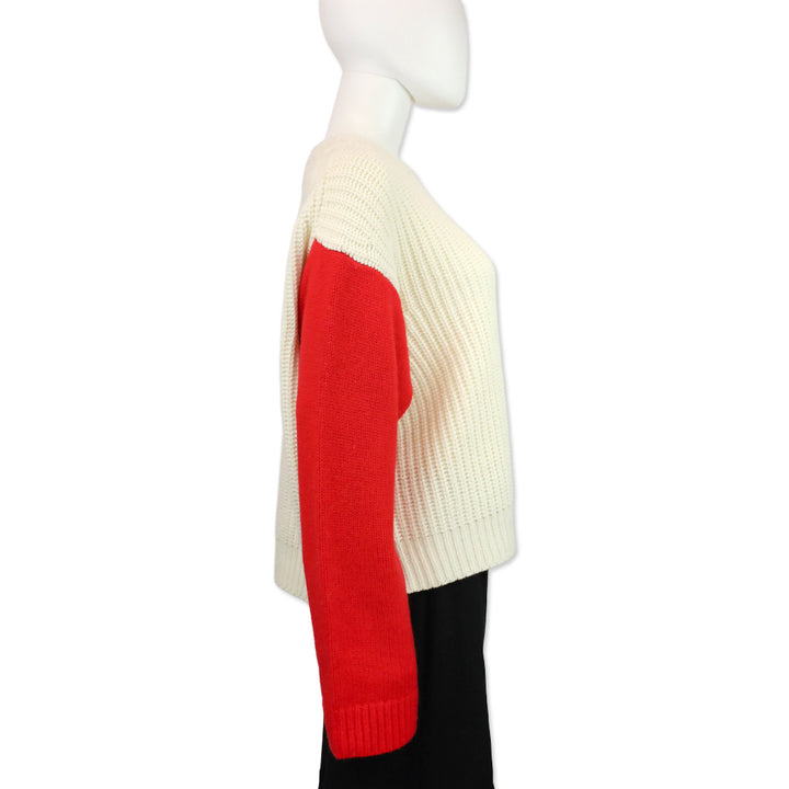 Tory Sport Snow White/Red Merino Apres Ski Sweater