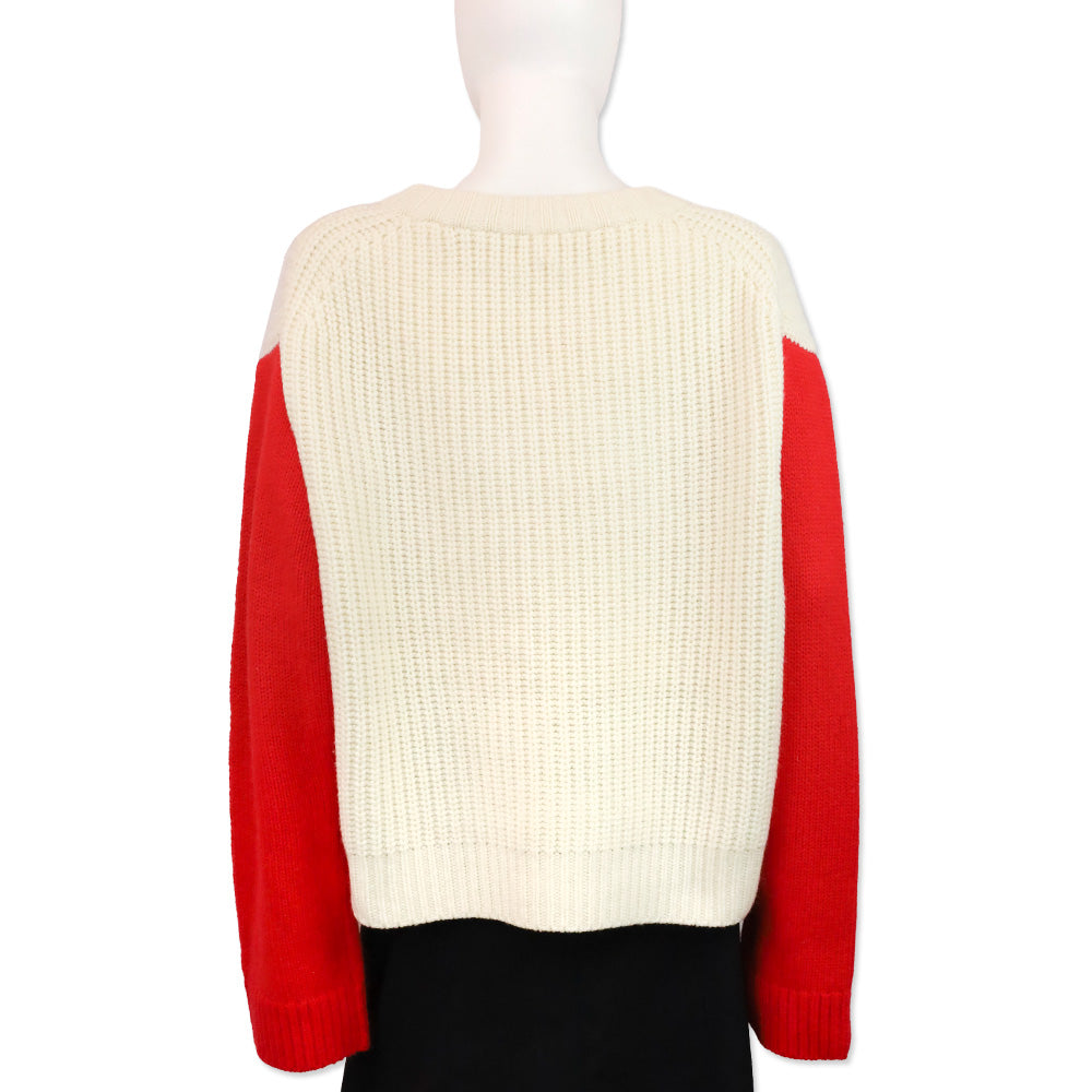 Tory Sport Snow White/Red Merino Apres Ski Sweater