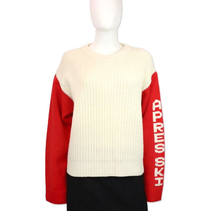 Tory Sport Snow White/Red Merino Apres Ski Sweater