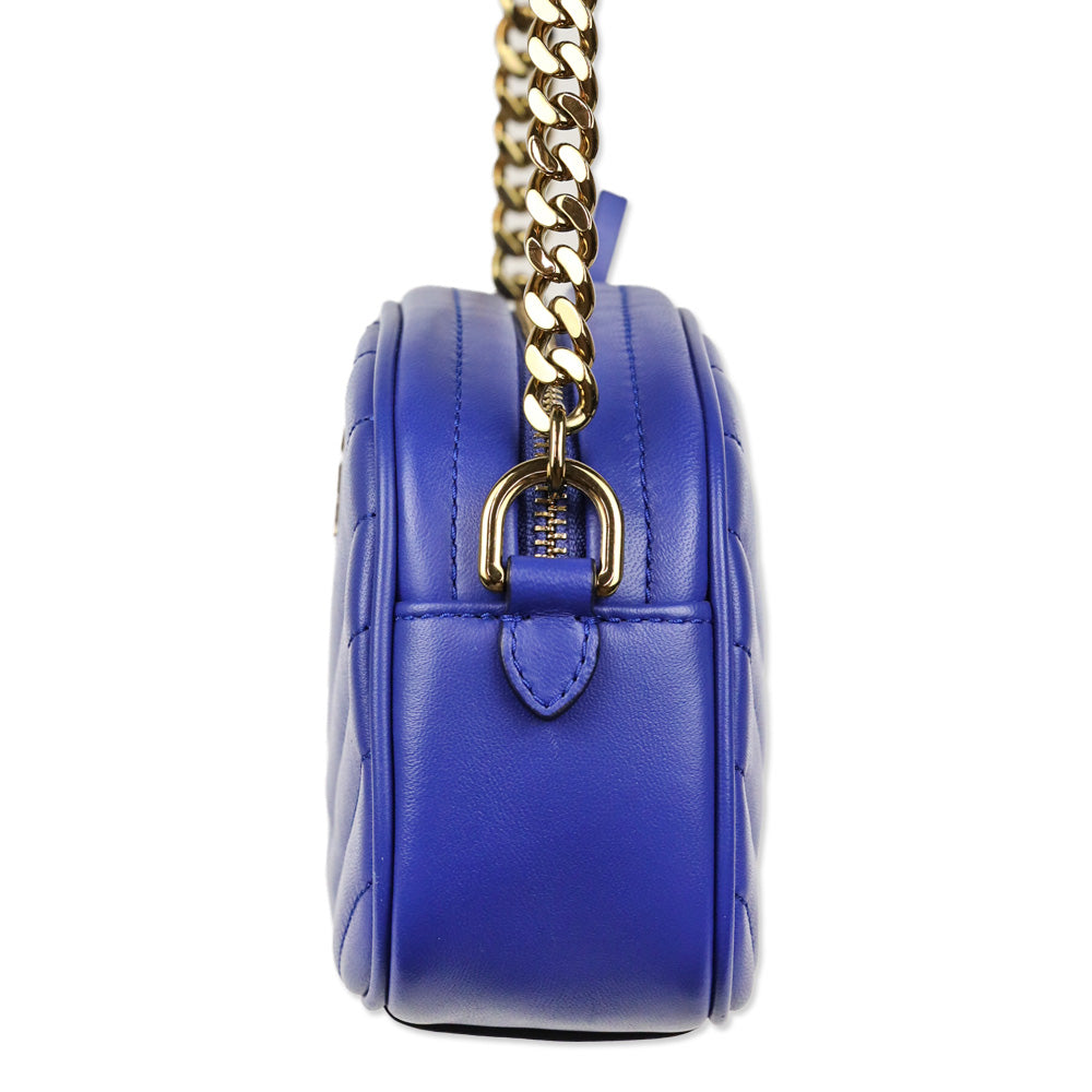 Tory Burch Cobalt Blue Kira Chevron Camera Bag