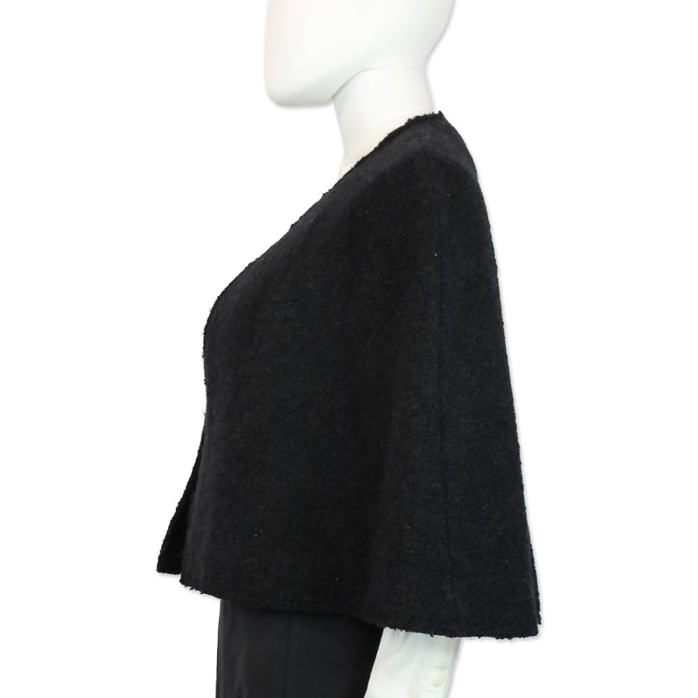 Totême Black Wool Bouclé Cape
