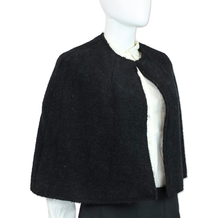 Totême Black Wool Bouclé Cape