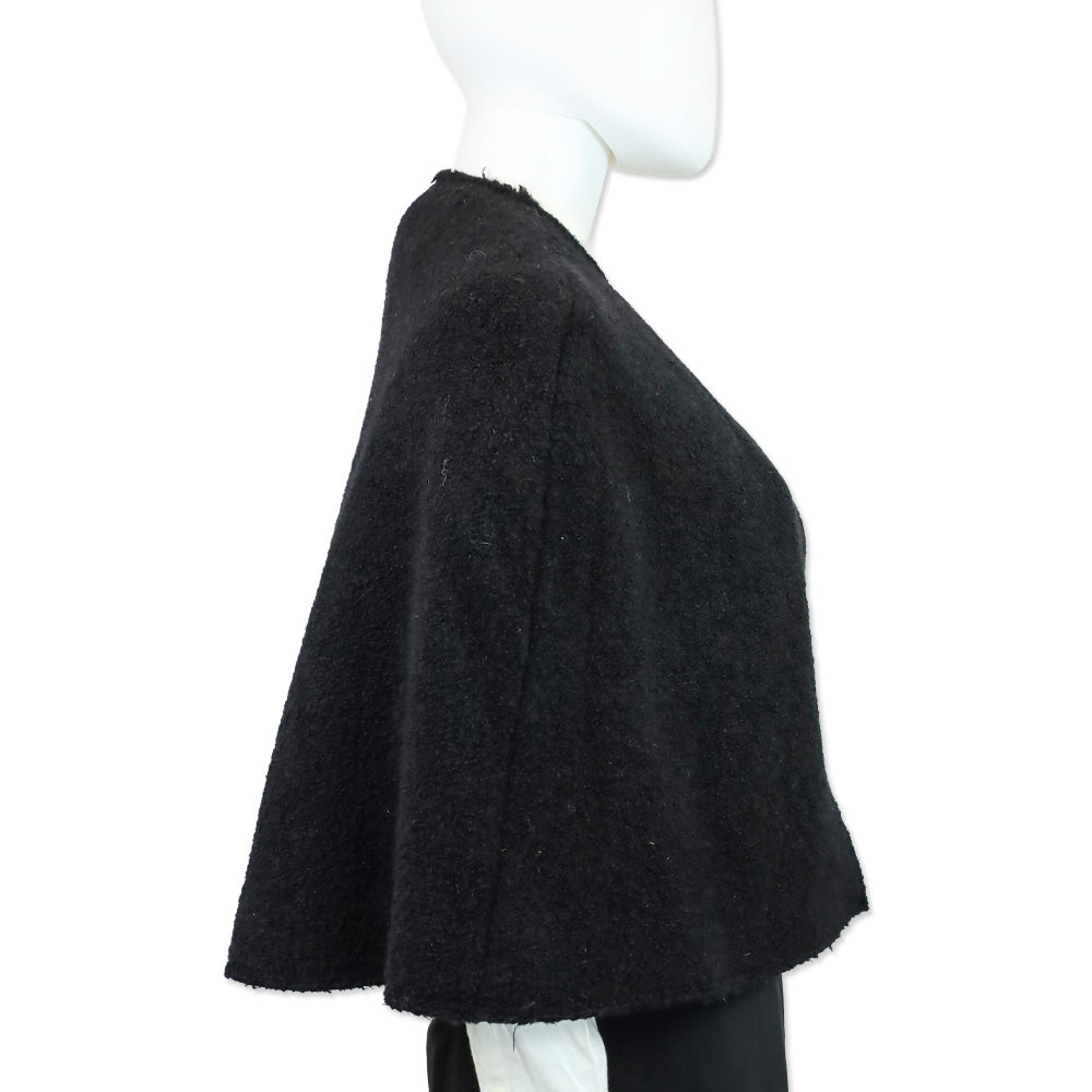 Totême Black Wool Bouclé Cape