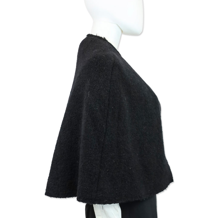 Totême Black Wool Bouclé Cape