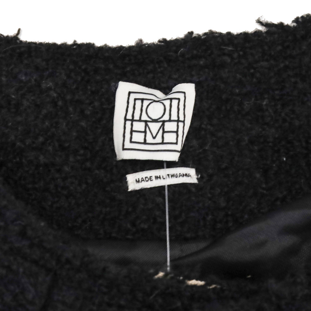 Totême Black Wool Bouclé Cape