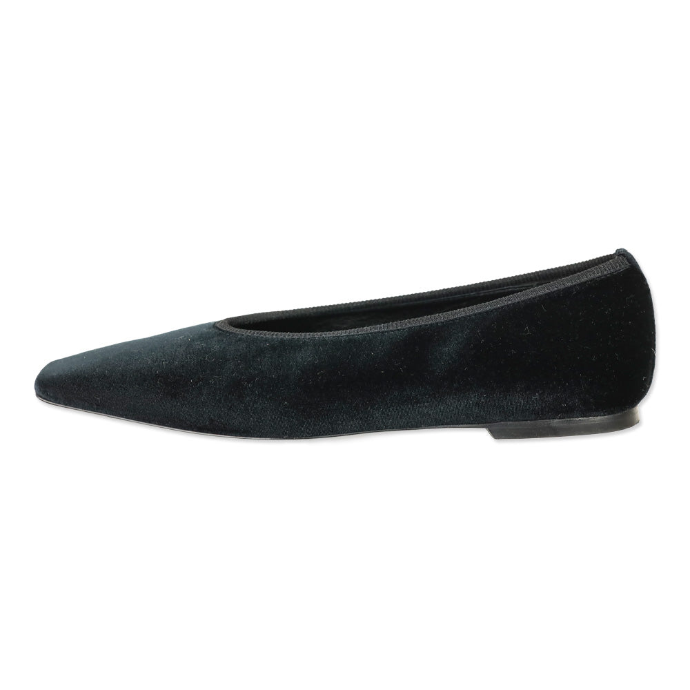 Toteme Minimalist Black Velvet Ballerinas Flat