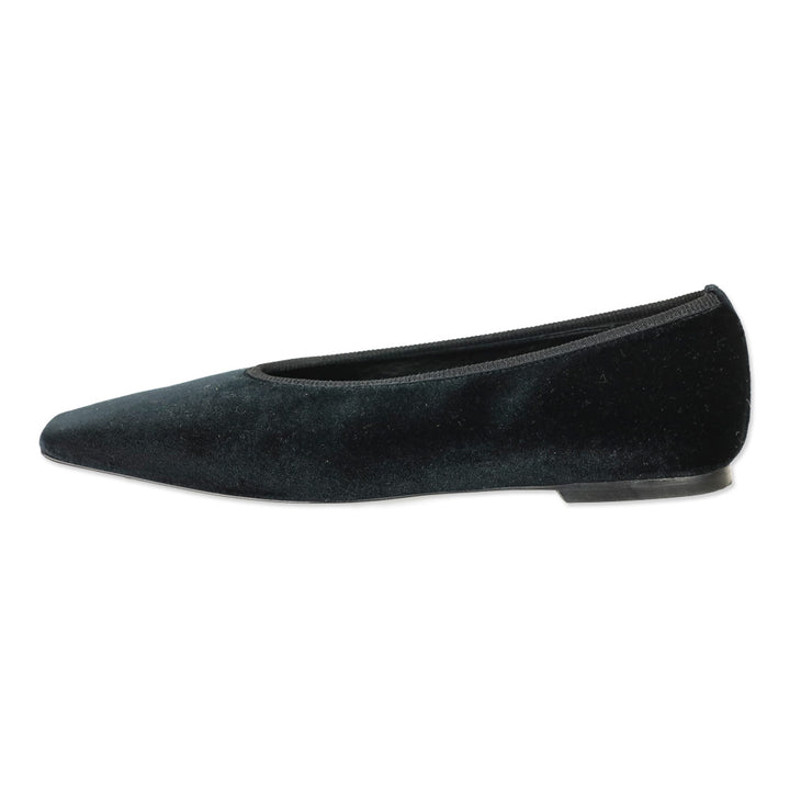 Toteme Minimalist Black Velvet Ballerinas Flat